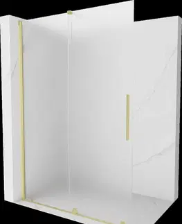 Sprchové dvere MEXEN/S - Velar Sprchová zástena posuvná Walk-in 140 x 200, dekor 8 mm, zlato kefovaná 871-140-000-33-55