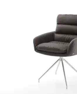Jedálenské stoličky DELIFE Jedálenská stolička Abelia-Flex s opierkami mikrovlákno antracitová vintage krížová podstava z nerezovej ocele konická