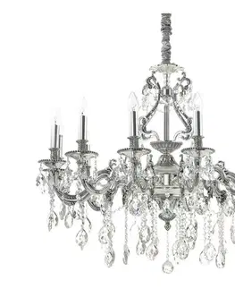 Svietidlá Ideal Lux-Krištáľový luster na reťazi GIOCONDA 12xE14/40W/230V pr. 90 cm strieborná 164953