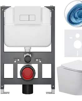 Záchody CERANO - Kompletný WC set Basic/Cesso - biela lesklá - WC tlačidlo Modulo/Biela - závesné - nízky modul - predstenová inštalácia - 49x36 CER-8050BD86004