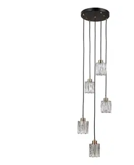 Svietidlá  PND-40813-5R-BK-HBR - Luster na lanku TORNO 5xE14/40W/230V čierna/zlatá PND-40813-5R-BK-HBR