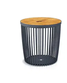 Úložné boxy NABBI ICLU25T plastový univerzálny kôš s bambusovým vekom 25 l antracit