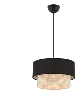 Svietidlá  Závesný luster na lanku ECHO 1xE27/60W/230V čierna/krémová 390FLH2504