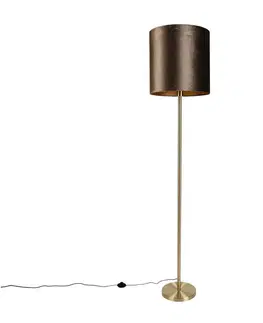 Stojace lampy Stojacia lampa mosadz s velúrovým tienidlom hnedá 40 cm - Simplo