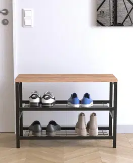 Botníky CARB2 regál na topánky, dub/čierna
