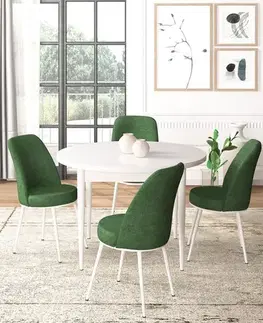Jedálenské sety Dining Table & Chairs Set (5 Pieces) Tor - White, Khaki