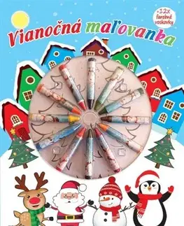 Nalepovačky, vystrihovačky, skladačky Vianočná maľovanka + 12 x farebné voskovsky