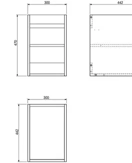 Kúpeľňový nábytok MEXEN/S - Rivel kúpeľňová skrinka pod umývadlo 30, 1 dvierka, reliéf, orech 91A21-03047-1-BF86