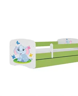 Postele pre dievčatá Detská Posteľ. Babydreams+Sz+M Zelená 80x180 Slon