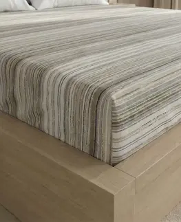 Plachty Kvalitex Bavlnené napínacie prestieradlo sprúžkami, šedo-béžové, 80 x 200 cm, 80 x 200 cm