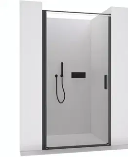 Sprchovacie kúty CERANO - Sprchové otočné dvere Porte L/P - 8 mm - čierna matná, transparentné sklo - 100x195 CER-413495