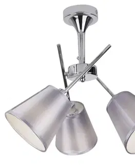 Stropná svetla Chrómová stropná lampa s látkovým tienidlom 3x40W Vox