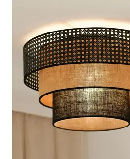 Svietidlá BRILAGI - Stropné svietidlo DAKOTA LUNETA 1xE27/15W/230V pr. 45 cm čierna/ratan 607841