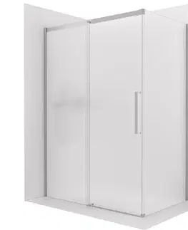 Sprchovacie kúty CERANO - Sprchovací kút Lantono - ľavá - 8 mm - Soft-Close - chróm, mliečne sklo - 130x80 - posuvný CER-665368