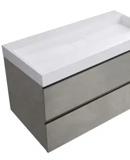 Kúpeľňový nábytok CERANO - Kúpeľňová skrinka Carole - betónovo šedá + umývadlo z lit. mramoru Vita - biela lesklá - 100x58x46 CER-668935