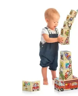 Leporelá, krabičky, puzzle knihy Kniha a stavebné kocky: Hasičské auto