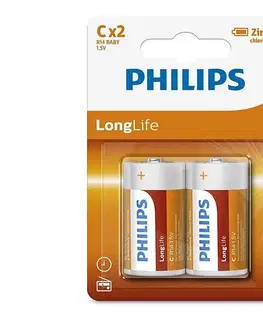 Predlžovacie káble Philips R14L2B/10 - 2 ks Zinkochloridová batéria C LONGLIFE 1,5V 2800mAh Phil-R14L2B/10