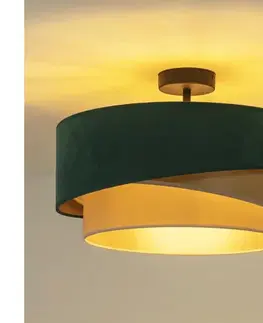 Svietidlá  - Prisadený luster KOBO 1xE27/15W/230V pr. 45 cm zelená/zlatá/krémová 606219