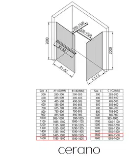 Držadlá k vani CERANO - Sprchová zástěna Walk-in Onyx T L/P - 10 mm - hranatá vzpěra + polička/držák na ručníky - černá matná, grafitové sklo - 160x150x200  CER-8050BD9421