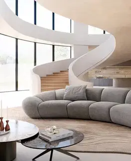 Veľké pohovky DELIFE Veľká pohovka Lunna 360x175 cm štruktúrovaná látka mäkká sivá 2 vankúše