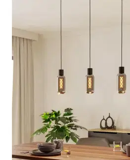 Svietidlá Eglo 901005 - Luster na lanku MAIONE 3xE27/4W/230V čierna/dymová 901005