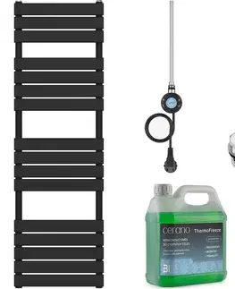 Doplnky do kúpeľne CERANO - Kúpeľňový elektrický radiátorový set Claude - WIFI - 600W - čierna matná - 1600x500 mm CER-680555