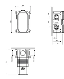Sanitárna keramika OMNIRES - Y element podomietkové batérie sprchové 2-výstupové BOX47X