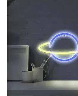 Svietidlá  LED Neónová nástenná dekorácia PLANET LED/3W/3xAA USB modrá/žltá 327123