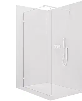 Sprchové dvere CERANO - Sprchová zástena Walk-in Orbis Round Ľ/P - 8 mm - guľatá vzpera - biela matná, transparentné sklo - 120x200 CER-682462
