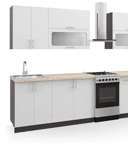Kuchynské linky FIJONA kuchynská linka 220, biely mat-wenge