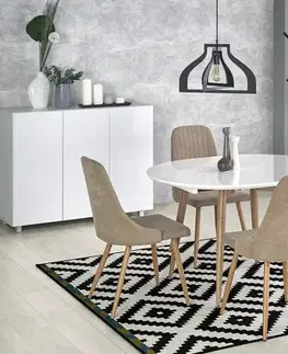 Jedálenské stoly HALMAR Edward rozkladací jedálenský stôl biely lesk / dub san remo