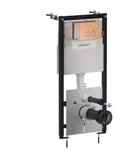 Záchody OMNIRES - Set: STRONGFRAME podomietkový rám + STEEL-R45 splachovacie tlačidlo, meď brúsená STFWC1R45-RCPB