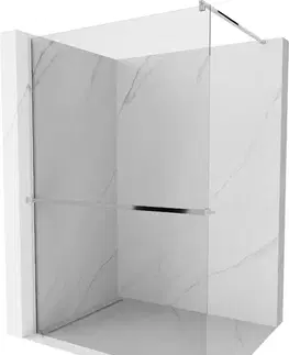 Sprchové dvere MEXEN/S - Kioto+ Sprchová zástena WALK-IN s poličkou a držiakom uterákov 75 x 200, transparent, chróm 800-075-121-01-00