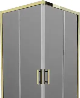 Vane MEXEN/S - Rio sprchovací kút štvorec 90 x 90, grafit, zlato + vanička Rio vrátane výpuste 860-090-090-50-40-4510