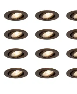 Zapustené svietidlá Sada 12 moderných otočných zabudovaných bodových svetiel tmavá bronz - Cisco