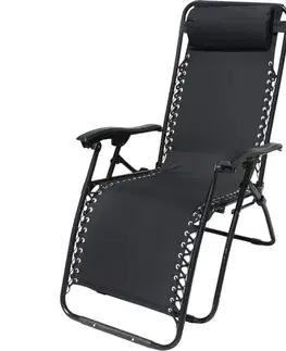 Záhradný nábytok Záhradné plážové relaxačné kreslo Regina, čierna