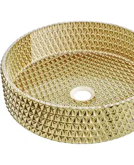 Umývadlá MEXEN - Aura sklenené umývadlo na dosku 39 x 39, zlato 24013952