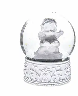 Vianočné dekorácie Vianočné snežítko Angel biela, 6,5 x 8,3 cm