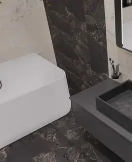 Umývadlá Umývadlo na dosku SAT Cemento 64x36,5 cm antracit bez prepadu CEM6437A CEM6437A