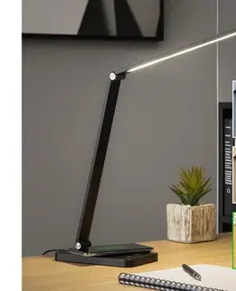 Lampy BRILAGI - LED stmievateľná dotyková stolová lampa s bezdrôtovým QI nabíjaním LED/7W/5V 3000/4000/6000K čierna 004976