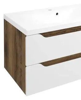 Kúpeľňový nábytok SAPHO - WAVE umývadlová skrinka 79,7x45x47,8cm, biela/dub collingwood WA080-3019