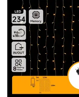 LED osvetlenie  B.V.  - LED vonkajší vianočný reťaz 234xLED/8 funkcií 1,2x1,8 m IP44 teplá biela B10303ABHP