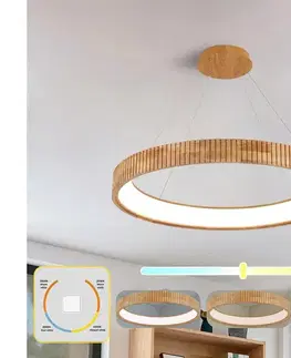 Svietidlá BRILAGI - Závesný LED luster na lankách FALCON WOOD MODERN LED/60W/230V pr. 80 cm drevo BRI554