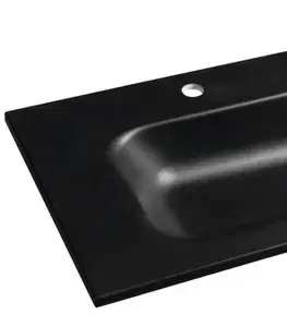 Sanitárna keramika SAPHO - SIDRA dvojumývadlo 101x46cm, liaty mramor, čierna mat SD101B-2
