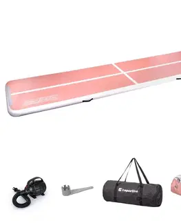 Žinenky Airtrack inSPORTline Airstunt 500x100x10 cm korálová ružová s elektrickou pumpou