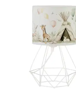 Lampy  Detská stolná lampa KIDS ROOM 1xE27/60W/230V, priemer 18 cm, s motívom zvieratiek H0965