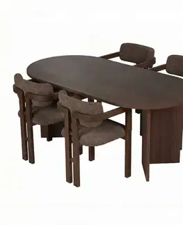 Jedálenské sety CORIDA 4 jedálenský set z masívu, orech Milano/tmavý orech/hnedá