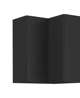 Kuchynské horné skrinky KONDELA Siber 60x60 GN-72 2F horná rohová kuchynská skrinka čierna