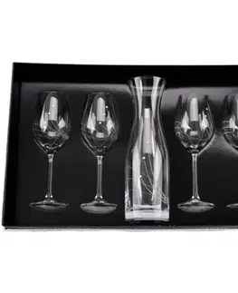 Poháre Kinekus Poháre a fľaša na víno SWAROVSKI CRYSTALS, sada 4 + 1 ks