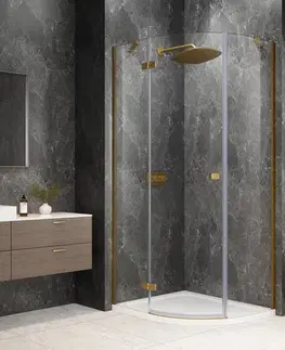 Sprchové dvere POLYSAN - GLOBE GOLD MATT štvrťkruhová sprchová zástena 1000x800, číre sklo, ľavá GB2180LG